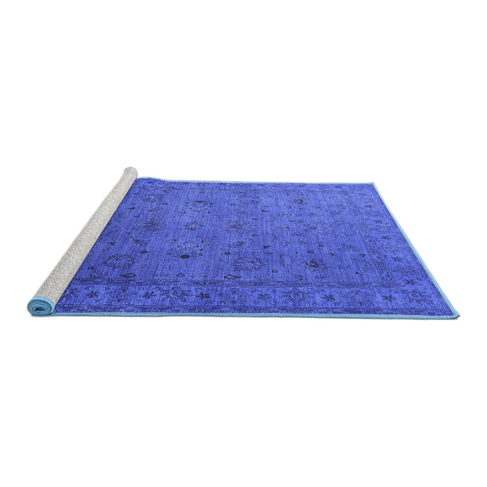 Sideview of Machine Washable Oriental Blue Industrial Rug, wshurb1594blu