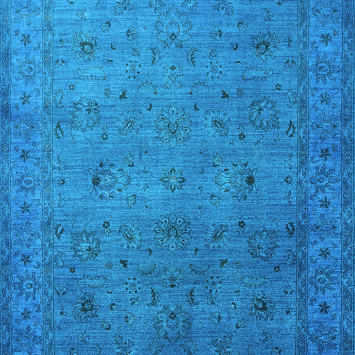 Machine Washable Oriental Light Blue Industrial Rug, wshurb1594lblu