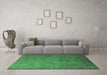 Machine Washable Oriental Green Industrial Area Rugs in a Living Room,, wshurb1594grn