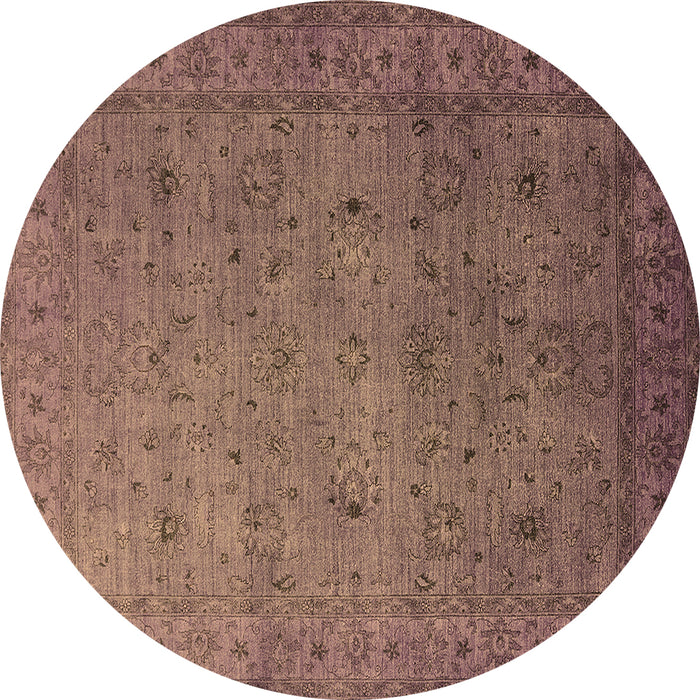 Round Machine Washable Oriental Brown Industrial Rug, wshurb1594brn