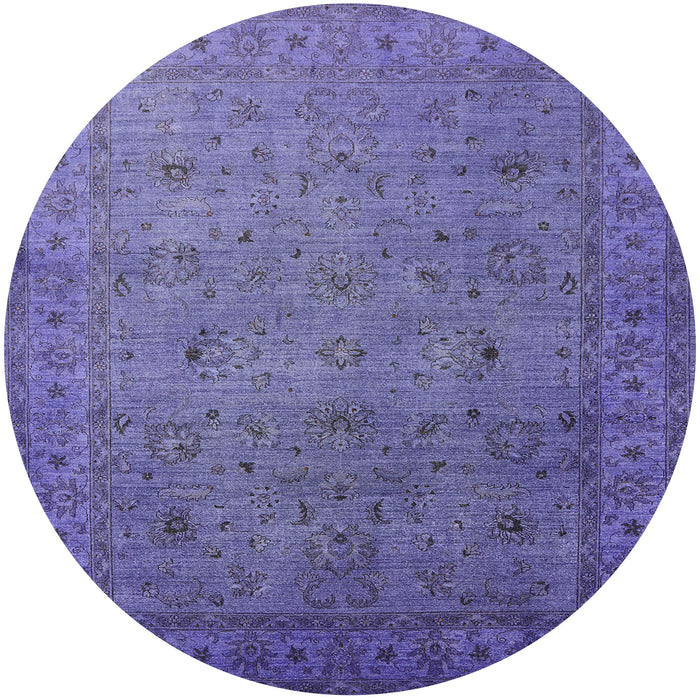 Round Machine Washable Industrial Modern Medium Slate Blue Rug, wshurb1594