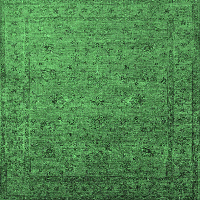 Square Machine Washable Oriental Emerald Green Industrial Area Rugs, wshurb1594emgrn