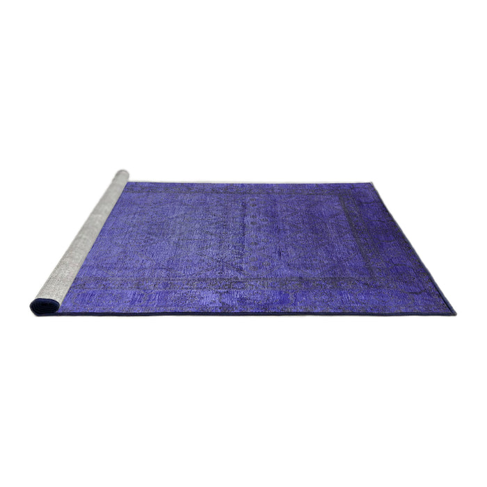 Sideview of Machine Washable Industrial Modern Blue Lotus Blue Rug, wshurb1595