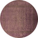 Round Oriental Brown Industrial Rug, urb1595brn