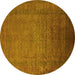 Round Oriental Yellow Industrial Rug, urb1595yw