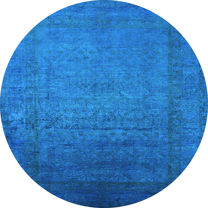 Round Oriental Light Blue Industrial Rug, urb1595lblu