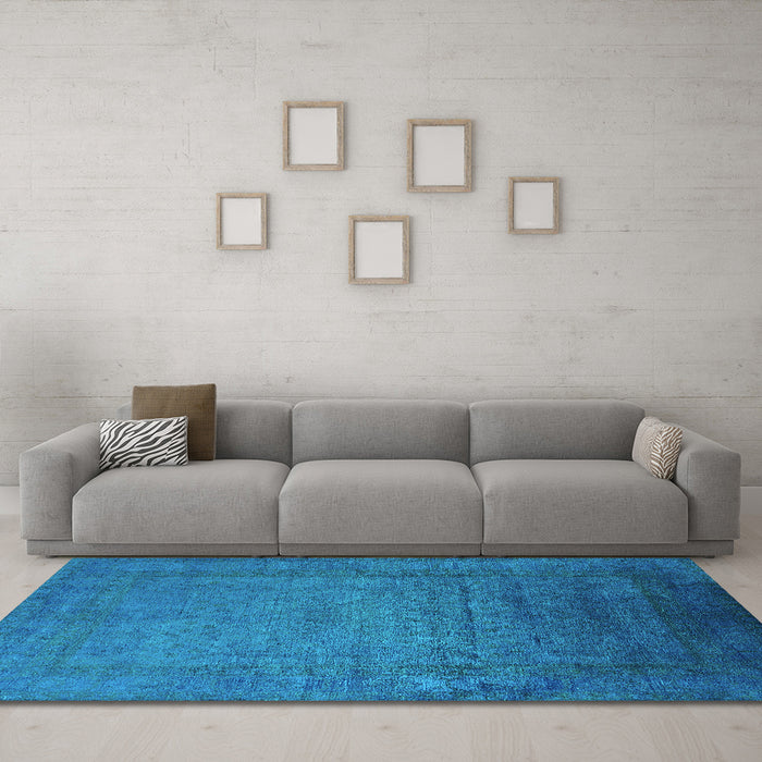 Machine Washable Oriental Turquoise Industrial Area Rugs in a Living Room,, wshurb1595turq