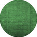 Round Oriental Emerald Green Industrial Rug, urb1595emgrn