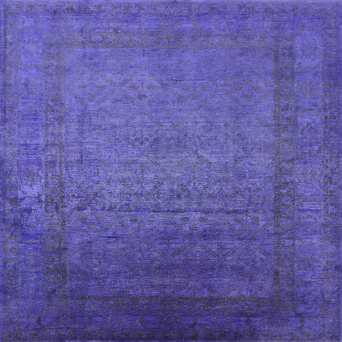 Square Machine Washable Industrial Modern Blue Lotus Blue Rug, wshurb1595