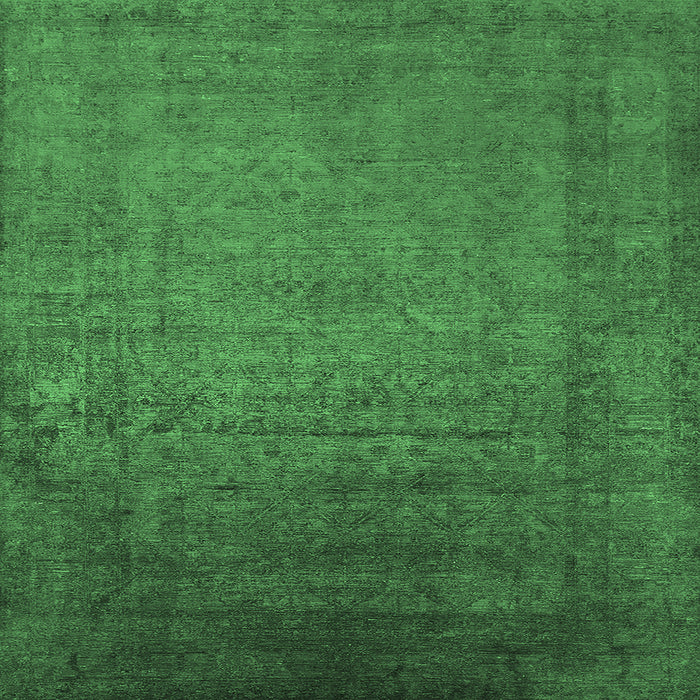 Square Oriental Emerald Green Industrial Rug, urb1595emgrn