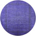 Round Mid-Century Modern Blue Lotus Blue Oriental Rug, urb1595