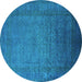 Round Oriental Turquoise Industrial Rug, urb1595turq