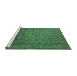 Sideview of Machine Washable Oriental Green Industrial Area Rugs, wshurb1595grn