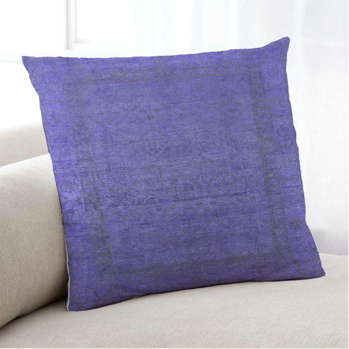 Lifestyle Image of Mid-Century Modern Urban Square Blue Lotus Blue Throw Pillow, 18 inch by 18 inch, pwurb1595