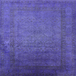 Square Mid-Century Modern Blue Lotus Blue Oriental Rug, urb1595