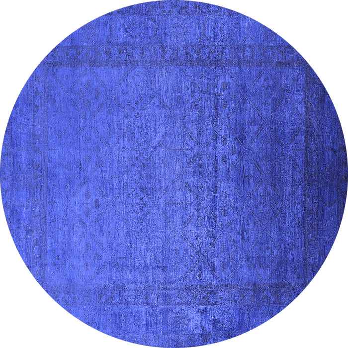 Round Oriental Blue Industrial Rug, urb1595blu
