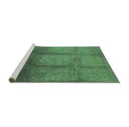 Sideview of Machine Washable Oriental Green Industrial Area Rugs, wshurb1596grn