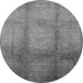 Round Oriental Gray Industrial Rug, urb1596gry