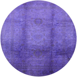 Round Machine Washable Industrial Modern Purple Rug, wshurb1596