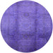 Round Machine Washable Industrial Modern Purple Rug, wshurb1596