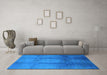 Machine Washable Oriental Light Blue Industrial Rug in a Living Room, wshurb1596lblu