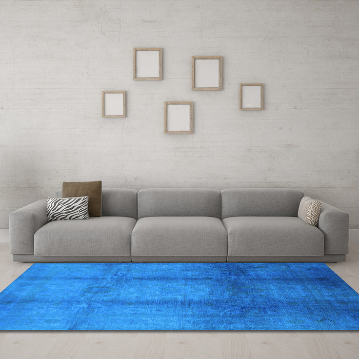 Machine Washable Oriental Light Blue Industrial Rug in a Living Room, wshurb1596lblu