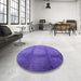 Round Machine Washable Industrial Modern Purple Rug in a Office, wshurb1596