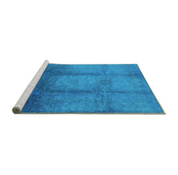 Sideview of Machine Washable Oriental Turquoise Industrial Area Rugs, wshurb1596turq