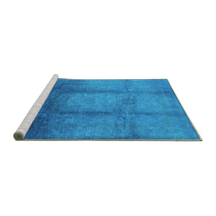 Sideview of Machine Washable Oriental Turquoise Industrial Area Rugs, wshurb1596turq