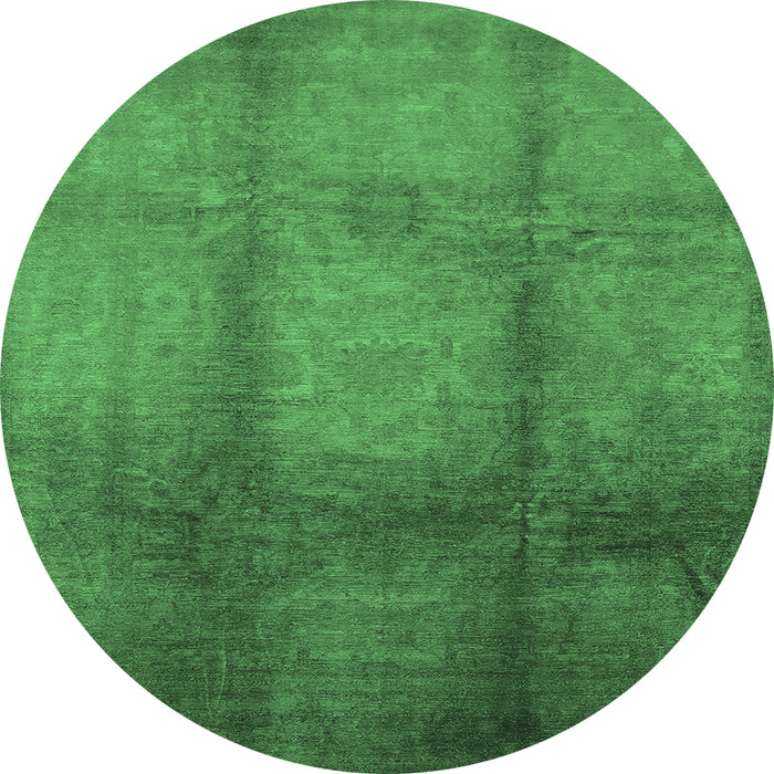 Round Machine Washable Oriental Emerald Green Industrial Area Rugs, wshurb1596emgrn