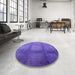 Round Mid-Century Modern Purple Oriental Rug in a Office, urb1596