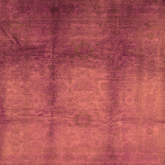 Square Machine Washable Oriental Orange Industrial Area Rugs, wshurb1596org