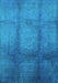 Machine Washable Oriental Turquoise Industrial Area Rugs, wshurb1596turq