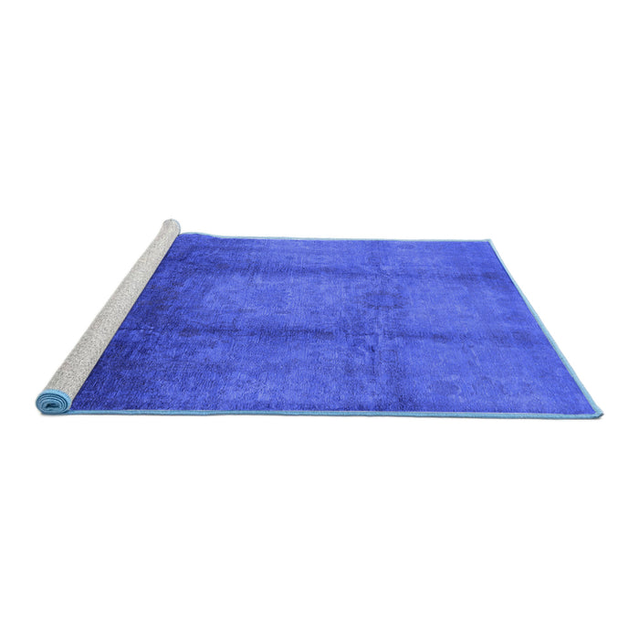 Sideview of Machine Washable Oriental Blue Industrial Rug, wshurb1596blu