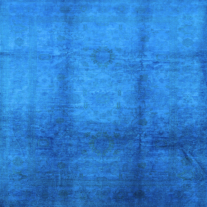 Square Machine Washable Oriental Light Blue Industrial Rug, wshurb1596lblu