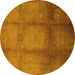 Round Oriental Yellow Industrial Rug, urb1596yw