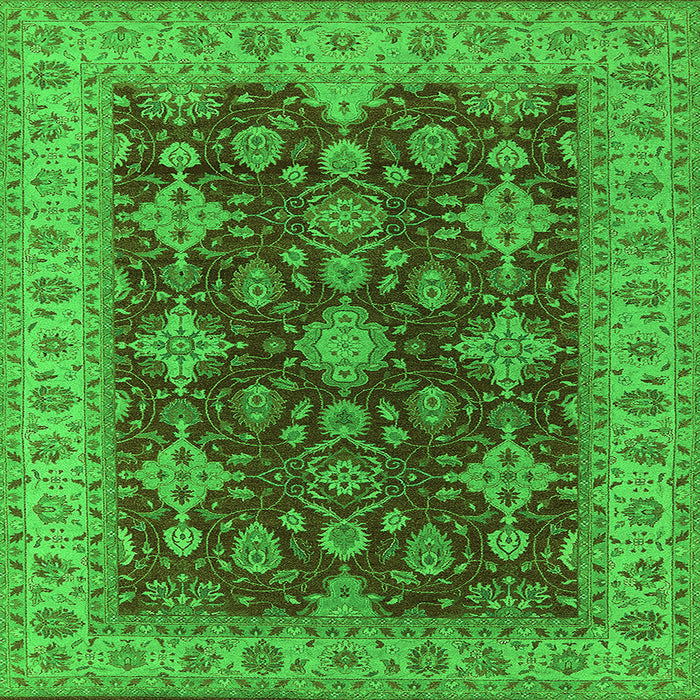 Square Machine Washable Oriental Green Industrial Area Rugs, wshurb1597grn