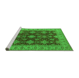 Sideview of Machine Washable Oriental Green Industrial Area Rugs, wshurb1597grn