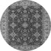 Round Oriental Gray Industrial Rug, urb1597gry