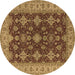 Round Machine Washable Oriental Brown Industrial Rug, wshurb1597brn