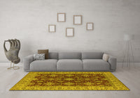 Machine Washable Oriental Yellow Industrial Rug, wshurb1597yw