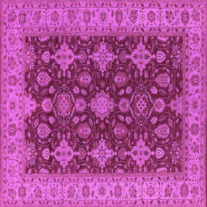 Square Machine Washable Oriental Pink Industrial Rug, wshurb1597pnk