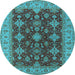 Round Oriental Light Blue Industrial Rug, urb1597lblu