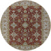 Round Mid-Century Modern Dark Sienna Brown Oriental Rug, urb1597