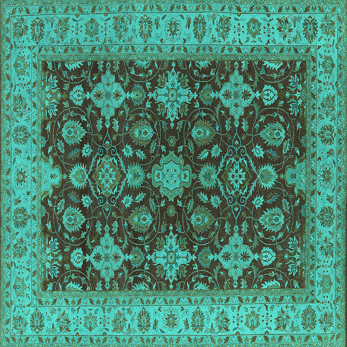 Square Oriental Turquoise Industrial Rug, urb1597turq