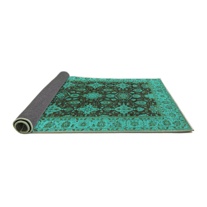 Sideview of Oriental Turquoise Industrial Rug, urb1597turq