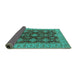 Sideview of Oriental Turquoise Industrial Rug, urb1597turq