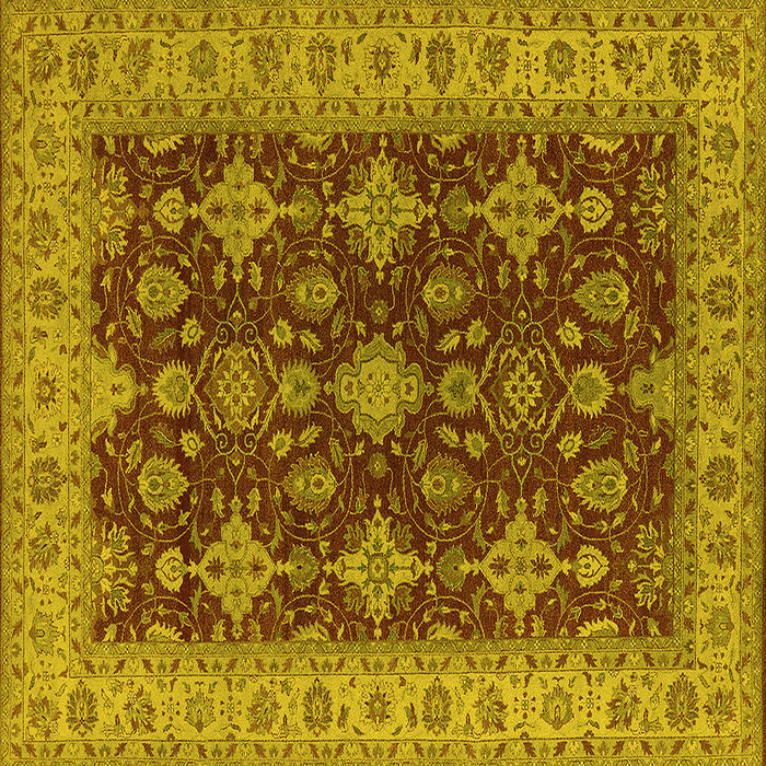 Square Machine Washable Oriental Yellow Industrial Rug, wshurb1597yw