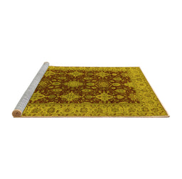Sideview of Machine Washable Oriental Yellow Industrial Rug, wshurb1597yw