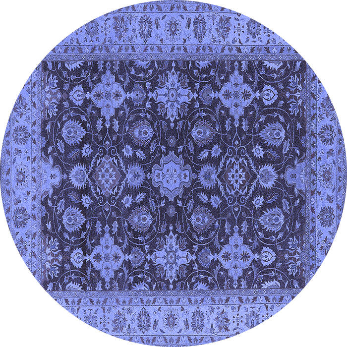 Round Oriental Blue Industrial Rug, urb1597blu
